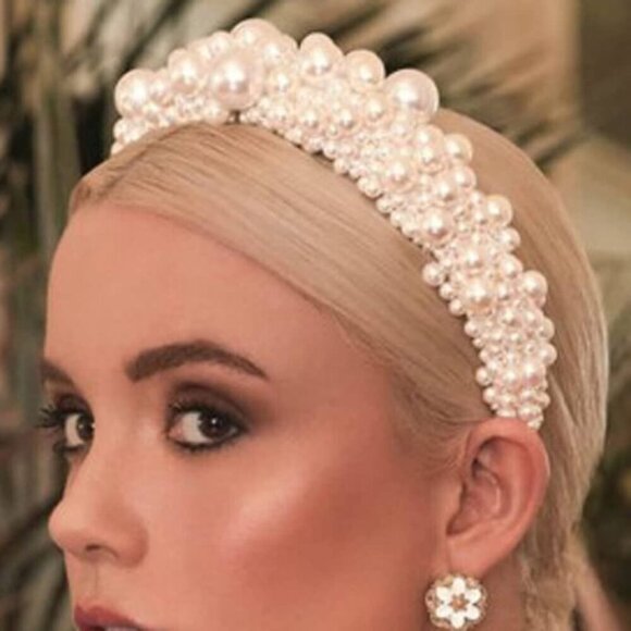Pearl Headband Wide Hair Hoop Elegant Bridal Party Wedding Accessories main image 5